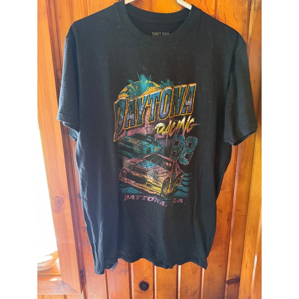 Thrift Shop Exchange Daytona Racing 88 Graphic T-Shirt Black size Large Mens Tee